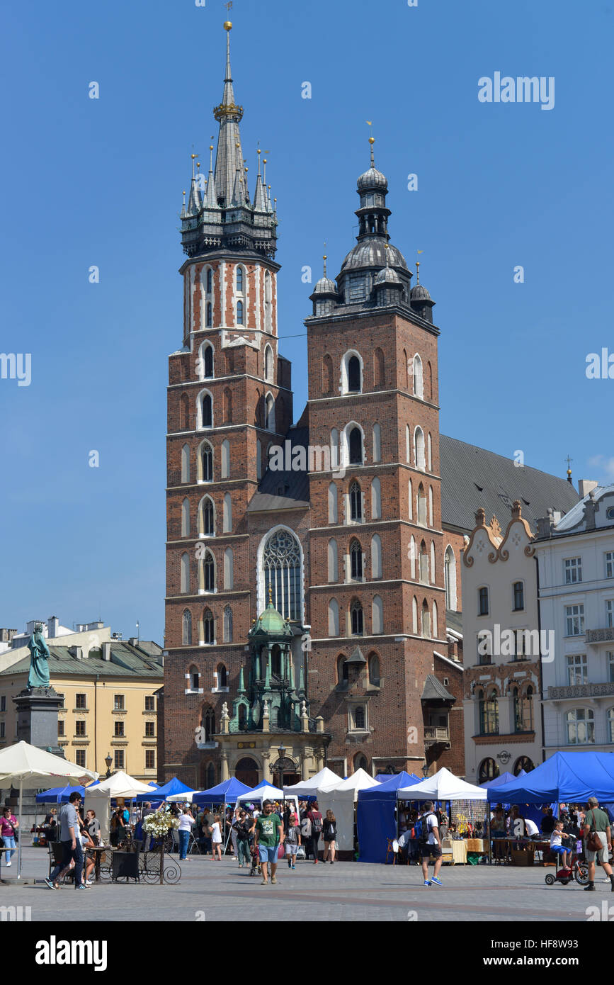 Marienkirche, Hauptmarkt, Krakau, Polen, Marien's church, central market, Cracow, Pole Stock Photo