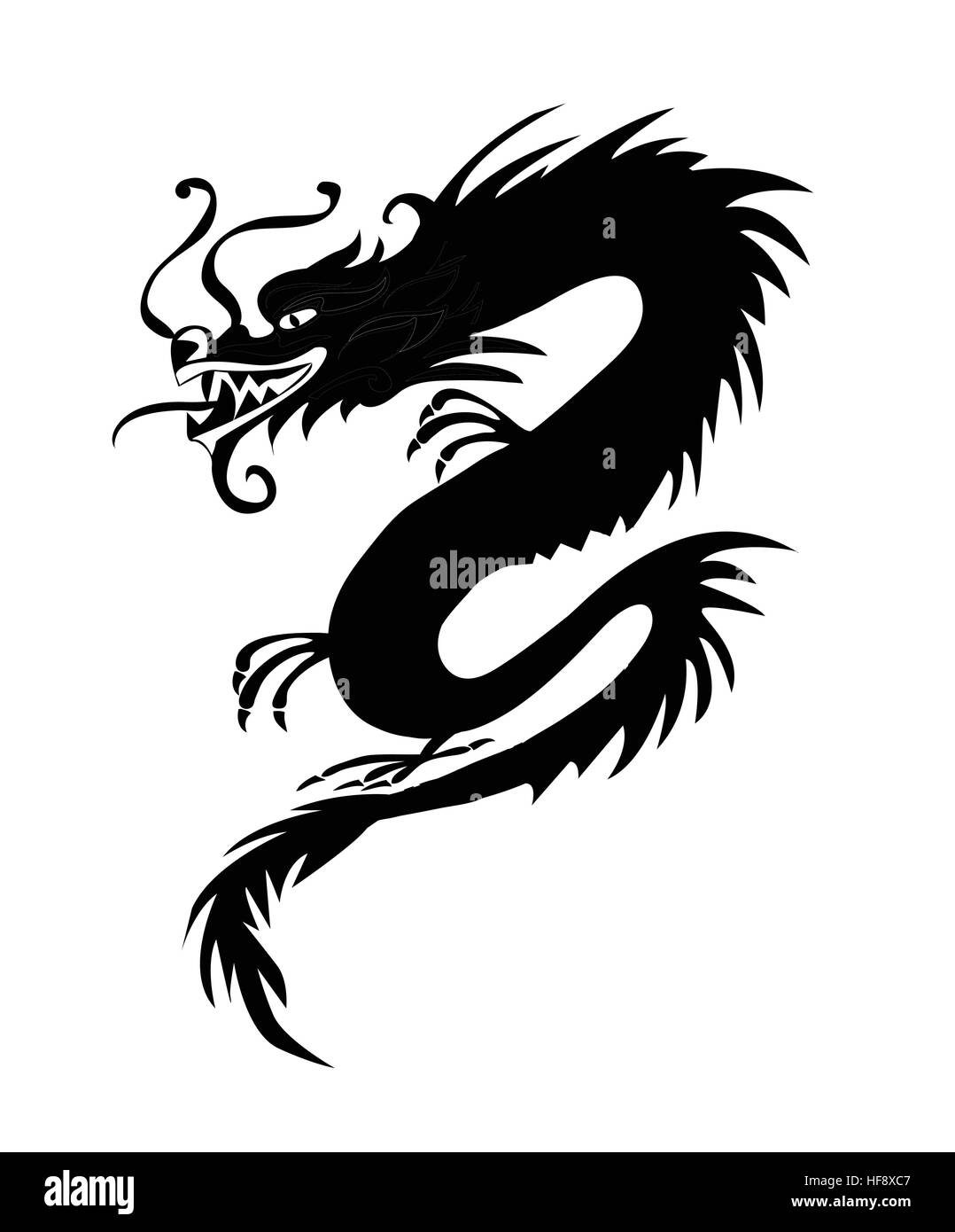 Black paper cut out of a Dragon china Stock Vector