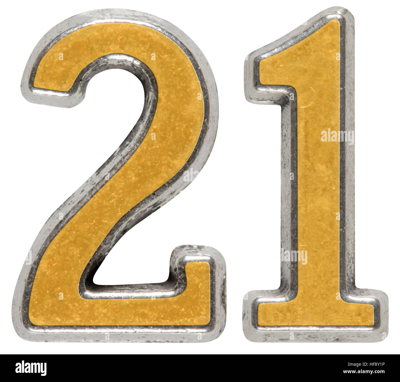 Metal numeral 21, twenty-one, isolated on white background Stock Photo ...
