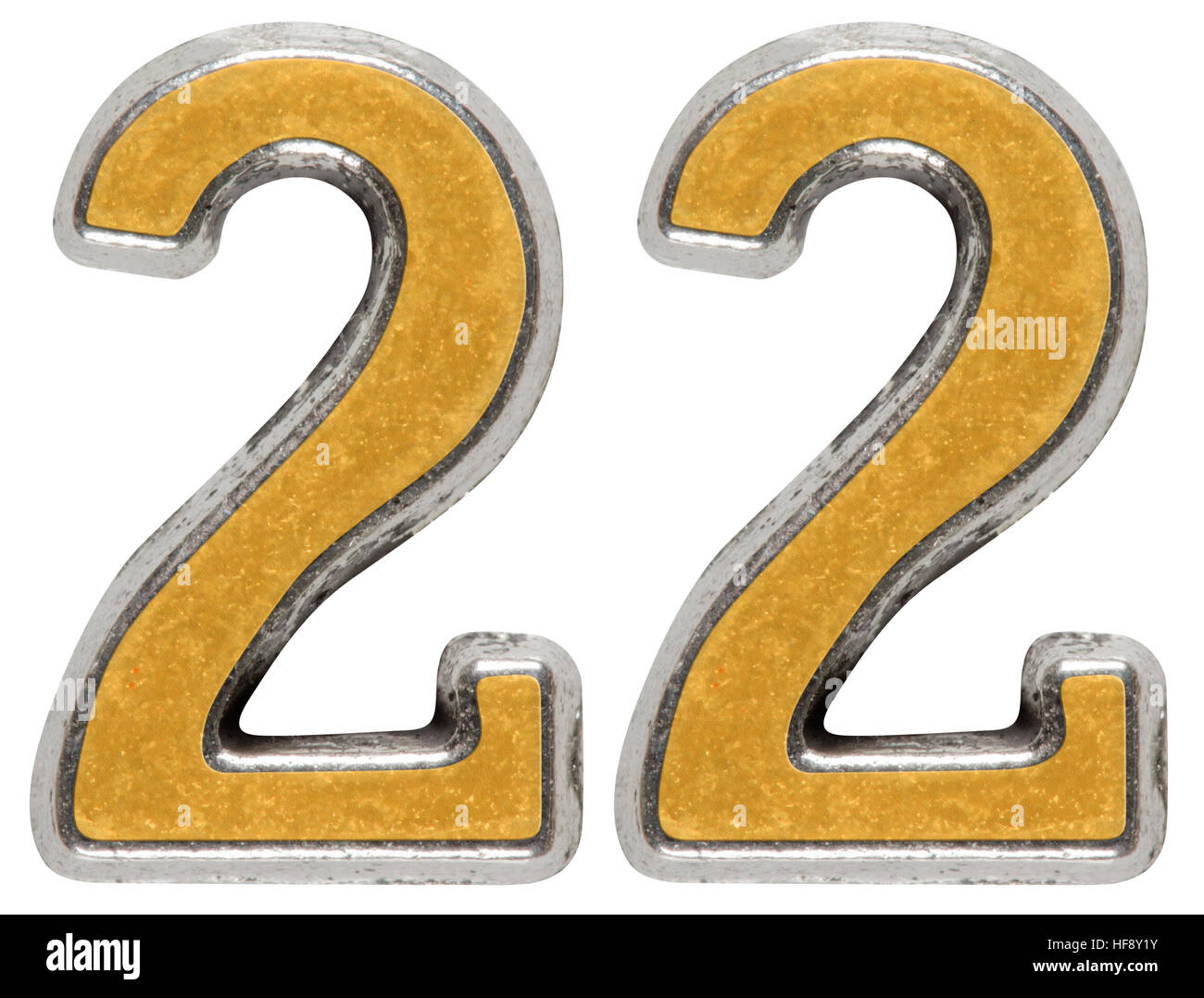 Metal numeral 22, twenty-two, isolated on white background Stock Photo