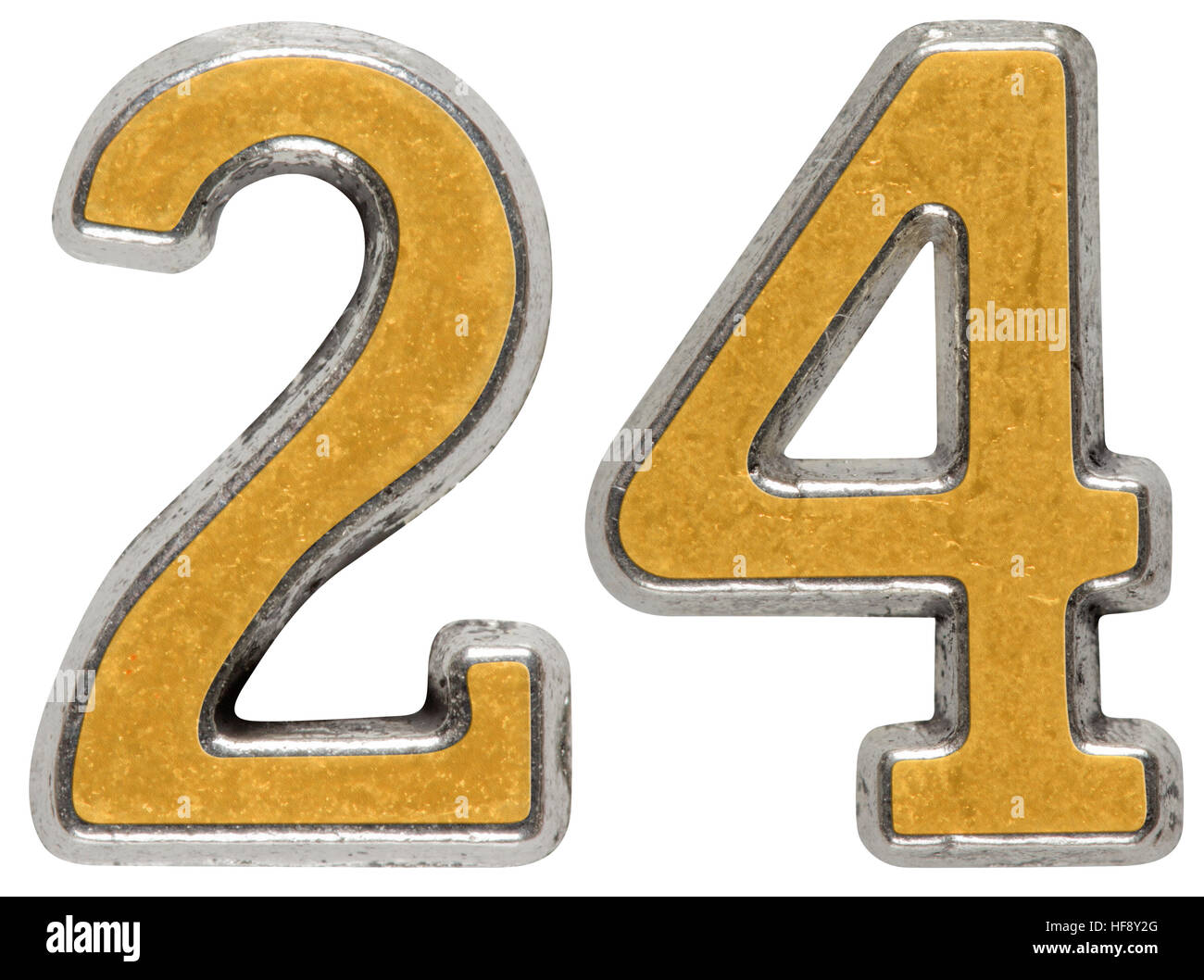 Yellow Metallic Number 24 On White Stock Illustration 213261634