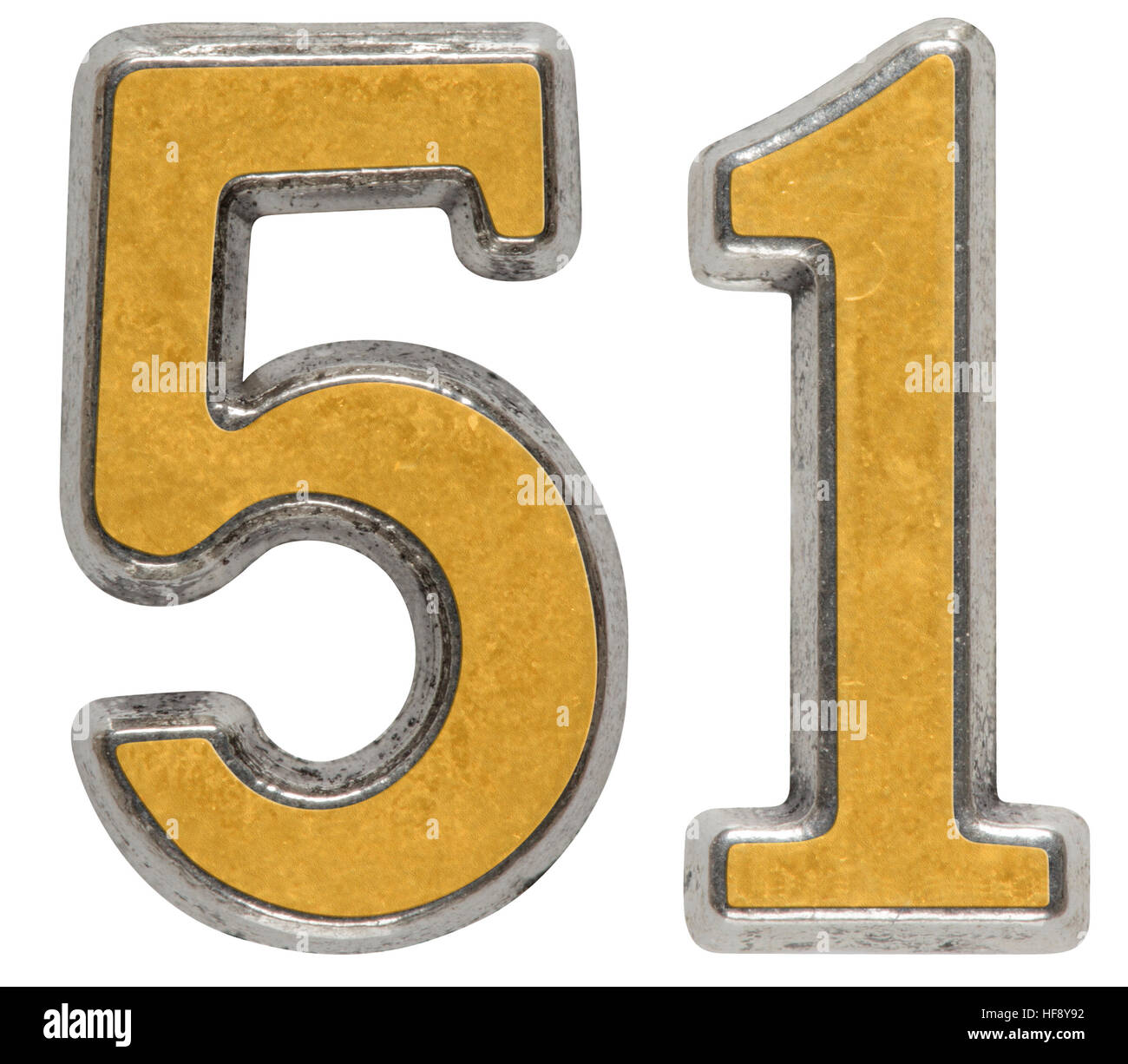 Metal numeral 51, fifty-one, isolated on white background Stock Photo