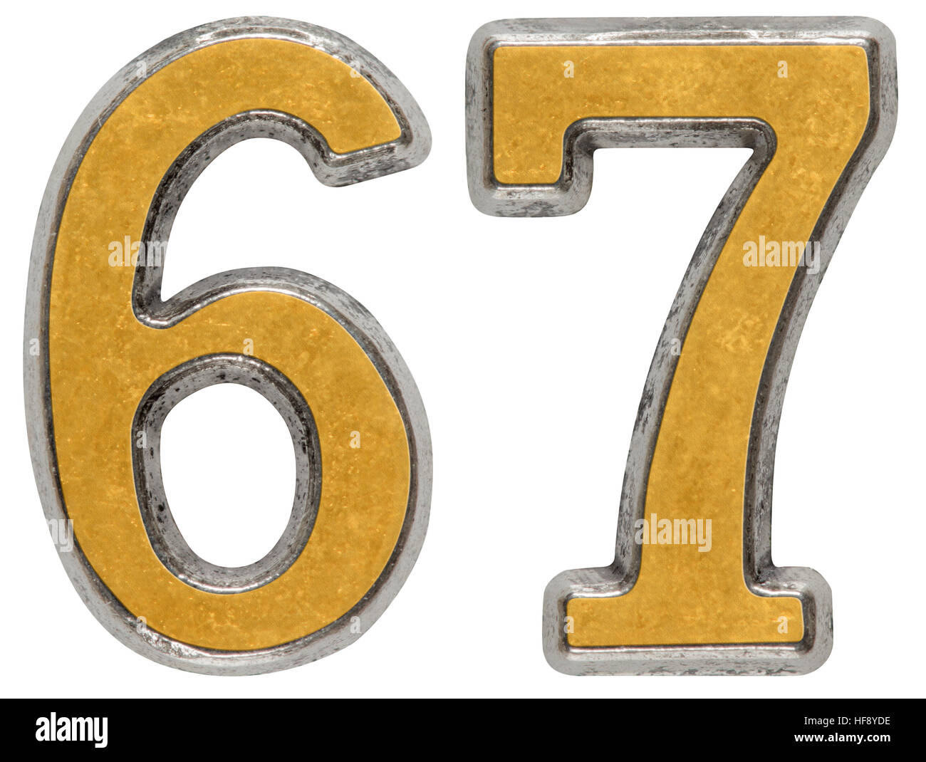 Metal numeral 67, sixty-seven, isolated on white background Stock Photo ...