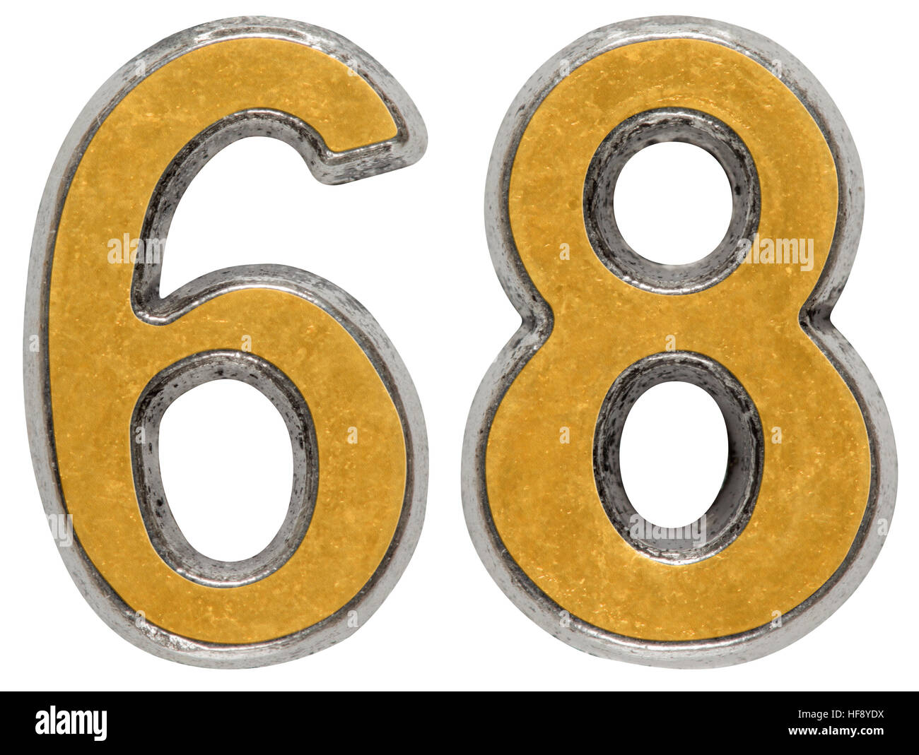 Metal numeral 68 sixty eight isolated on white background Stock Photo