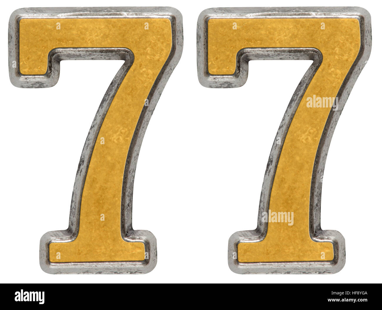 Metal numeral 77, seventy-sevendigit; isolated on white background Stock  Photo - Alamy