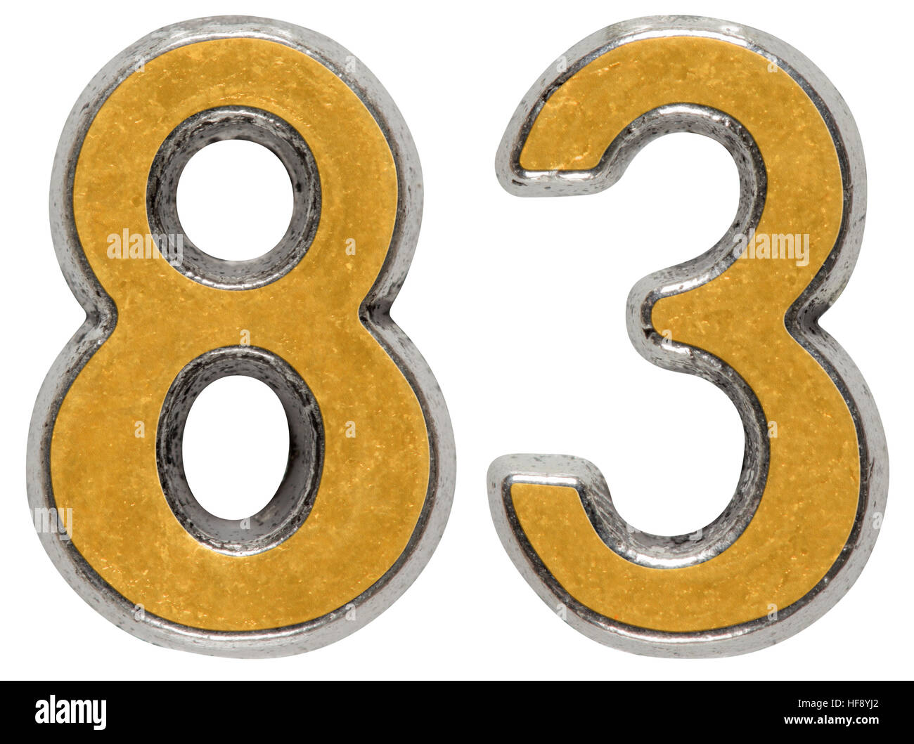 Metal numeral 83, eighty-three, isolated on white background Stock Photo