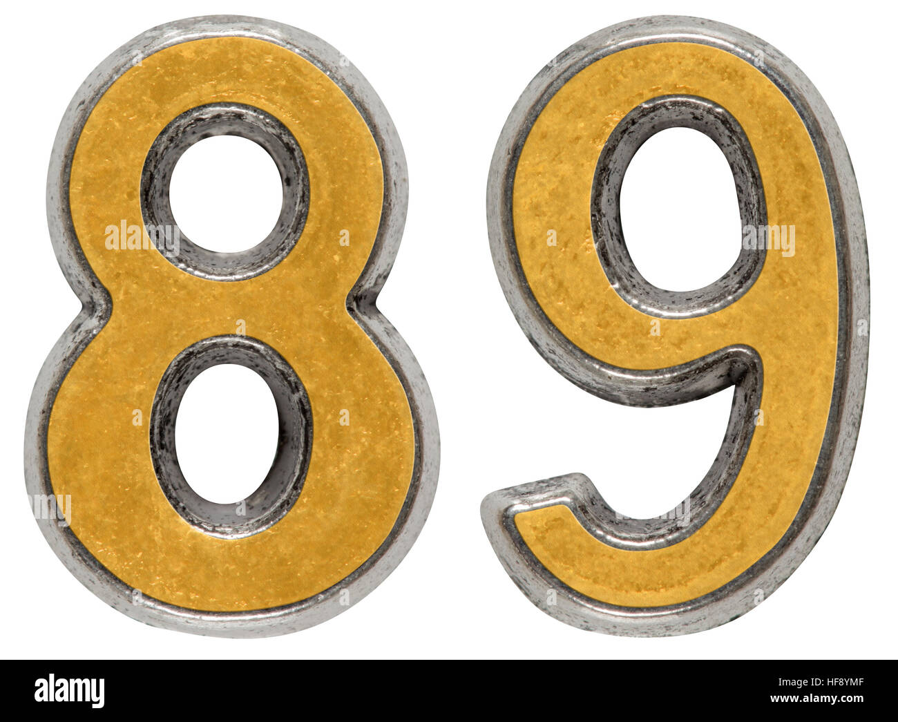 Metal numeral 89, eighty-nine, isolated on white background Stock Photo