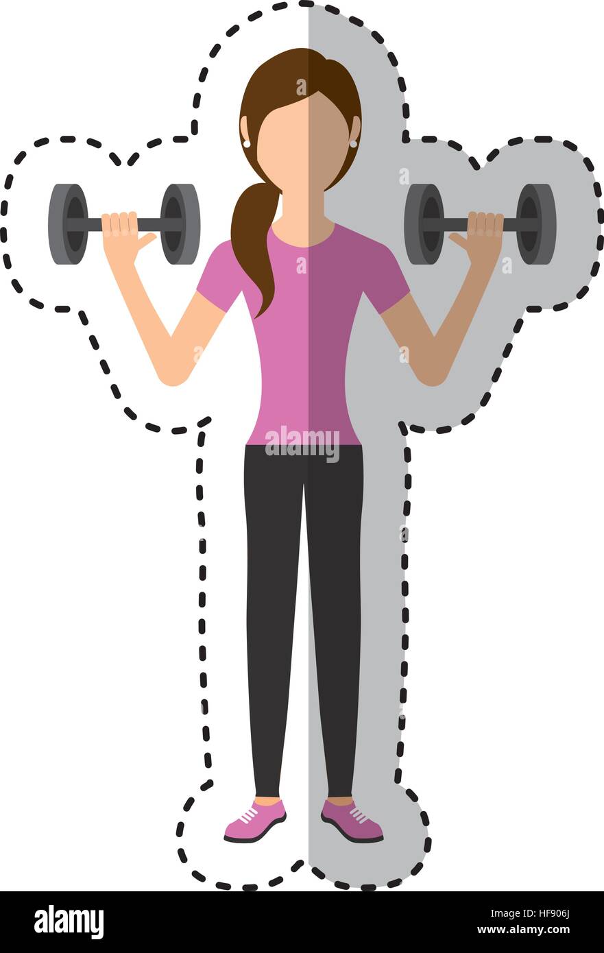 woman athlete avatar character weight lifting vector illustration