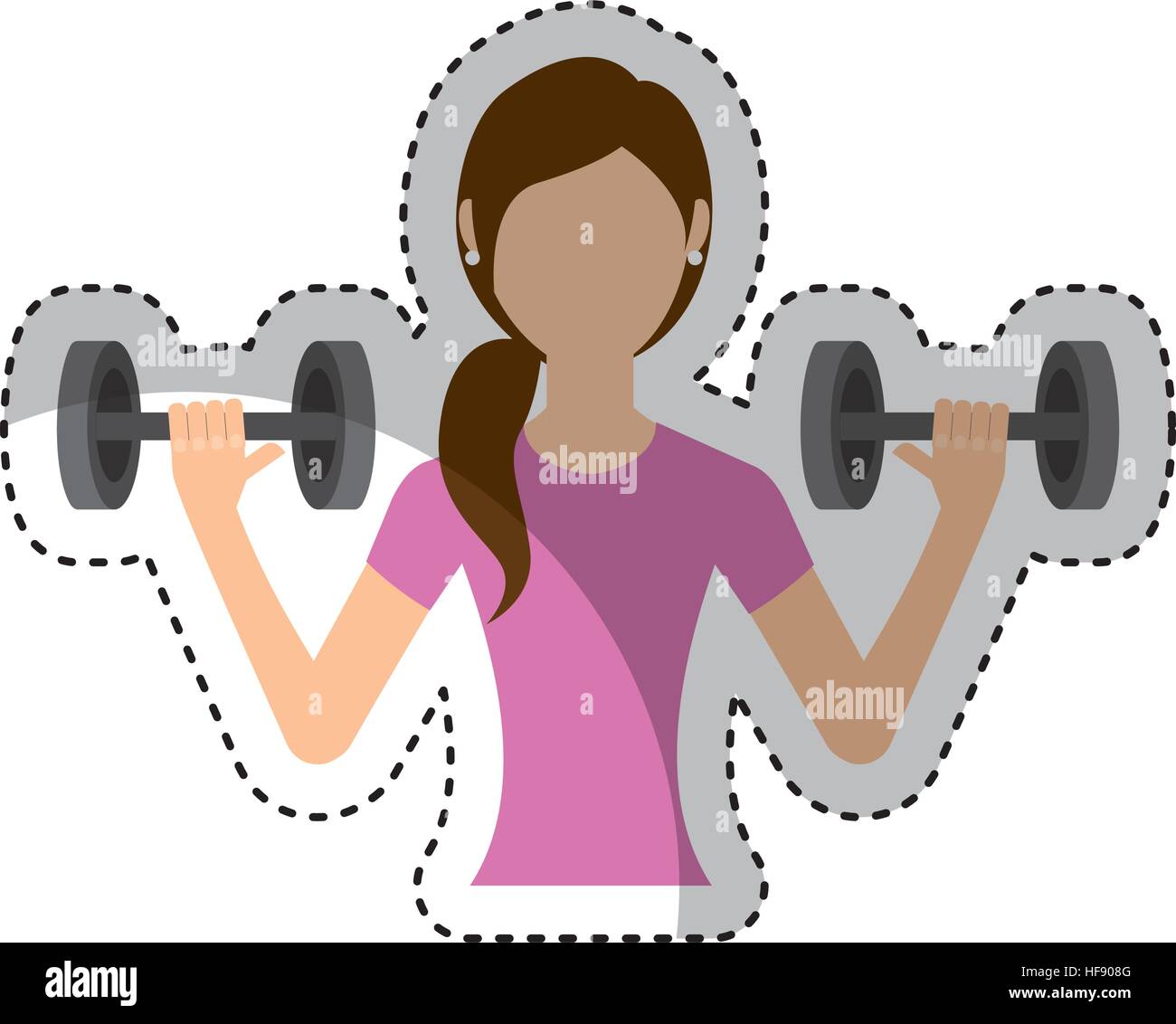woman athlete avatar character weight lifting vector illustration