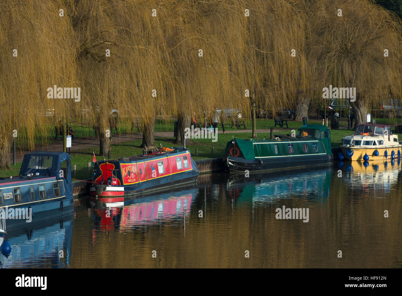 Ely river waterfront quayside boats River Great Ouse. Stock Photo