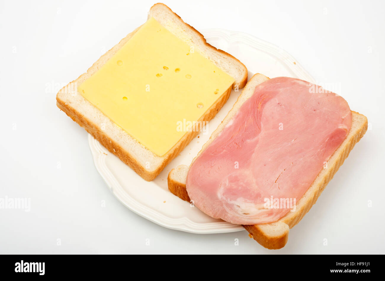 Ham and cheese sandwich Stock Photo