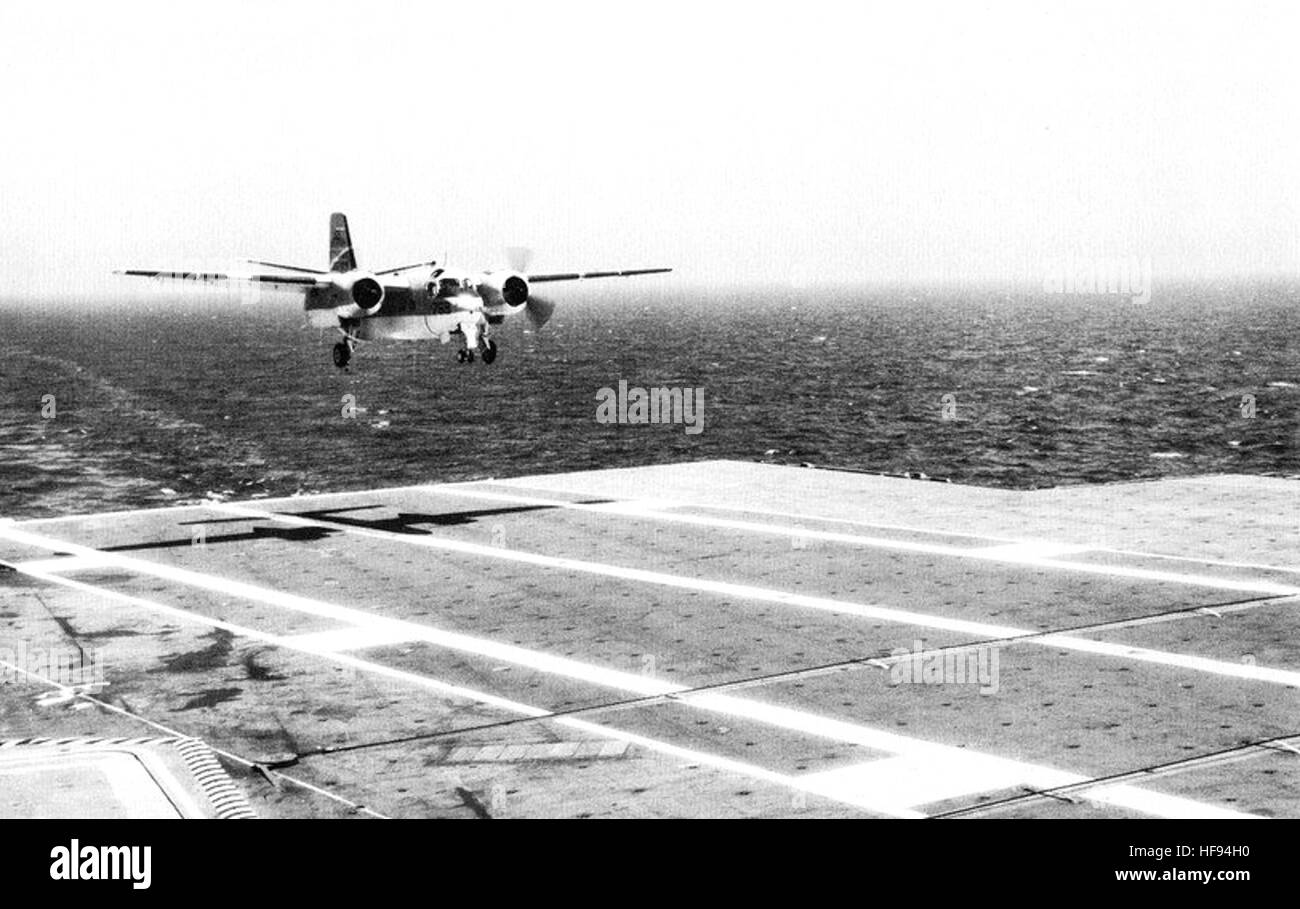 C-1A makes first landing aboard USS Kitty Hawk (CVA-63) in 1961 Stock Photo