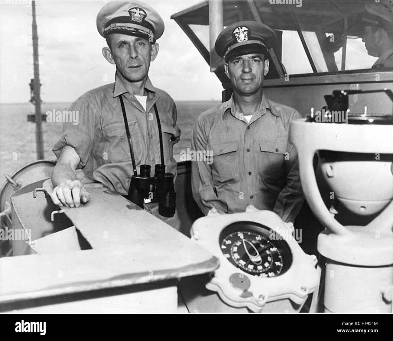 Captain Daniel V. Gallery and Lieutenant Albert L. David aboard USS ...