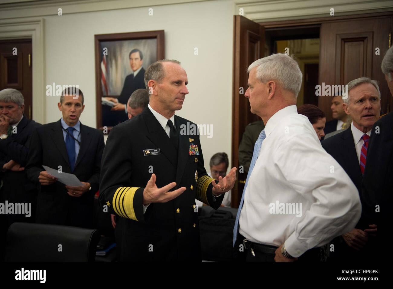 The Chief of Naval Operations speaks with a U.S. Representative before ...