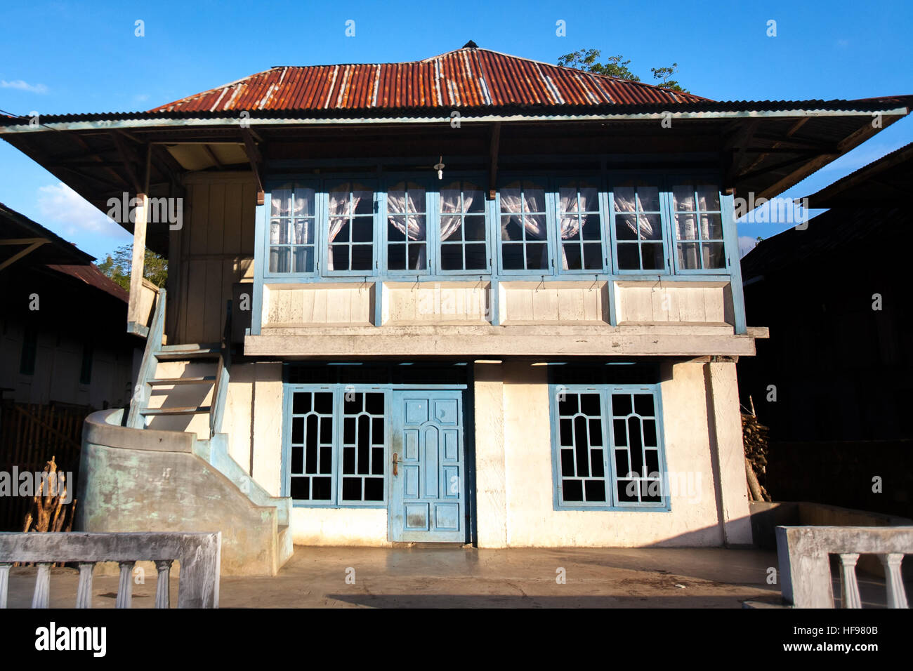 Two storey house building in South Sumatra, Indonesia. Stock Photo
