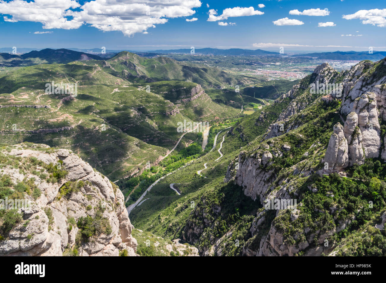 Valley of the Llobregat river in Monistrol de Montserrat, Catalonia, Spain. Stock Photo