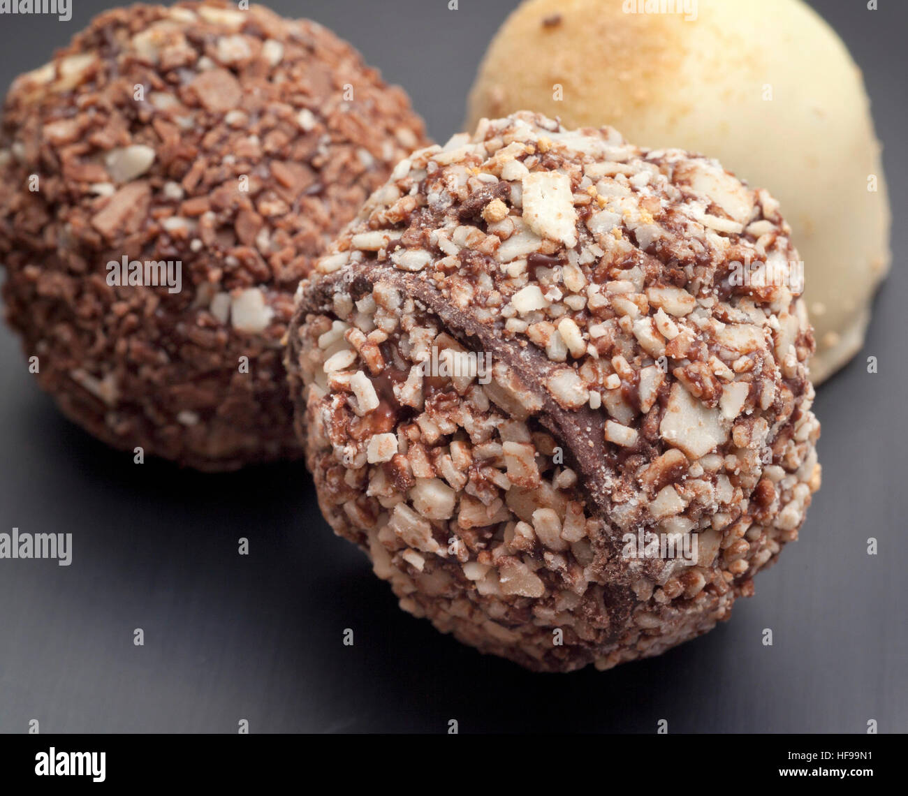 Chocolate truffles confectionery Stock Photo