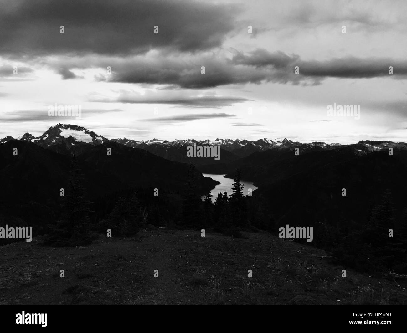 North Cascades National Park, Washington: Ross Lake view from Desolation Peak Stock Photo