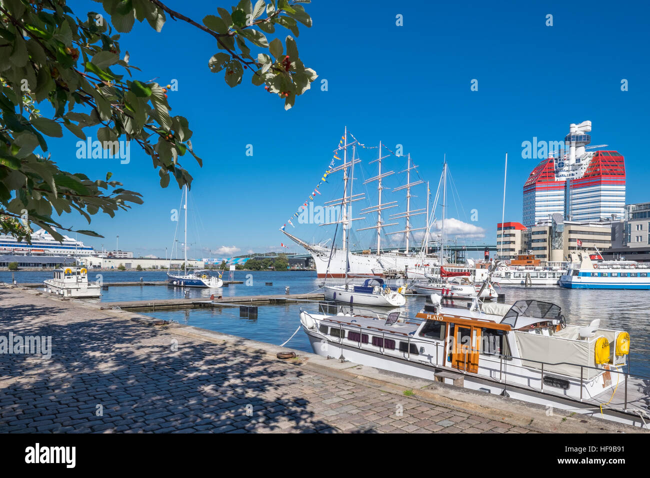 Lilla bommen harbor with famous ship Viking in Gothenburg, Sweden Stock Photo