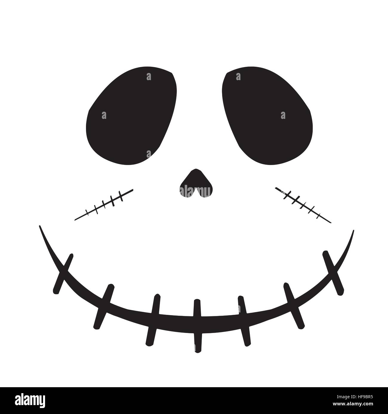 a black and white cartoon style zombie face Stock Vector