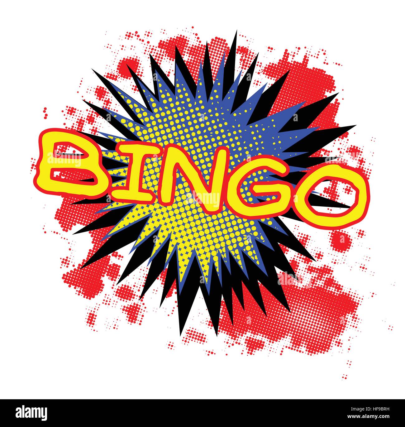 A comic cartoon style Bingo exclamation explosion over a white