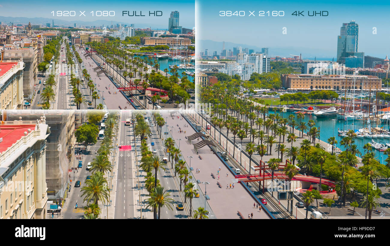 Compare new digital video standard 4K Ultra HD vs Full HD Stock Photo -  Alamy
