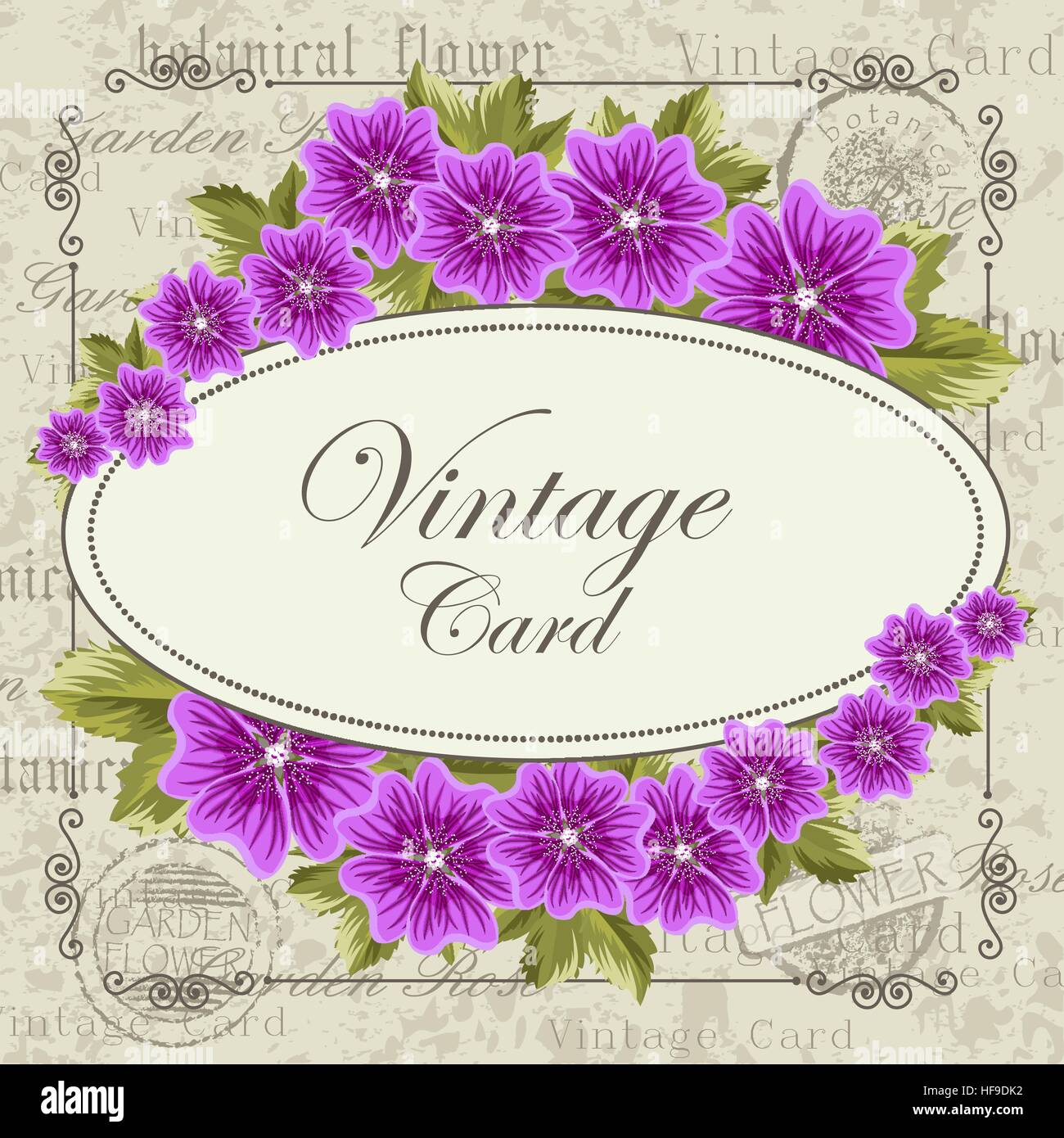 Vintage card with flowers Stock Vector Image & Art - Alamy