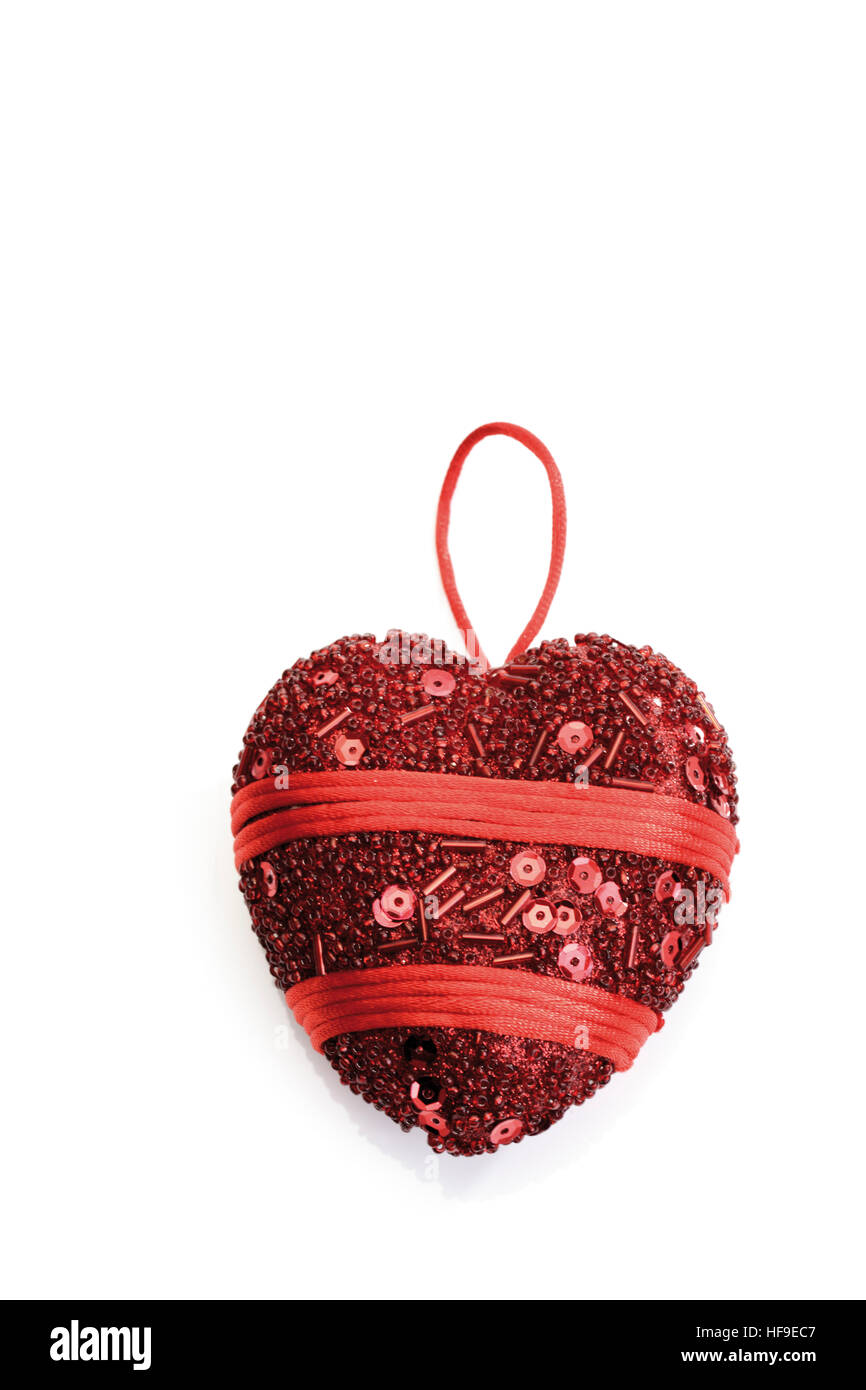 Embroidered red heart ornament Stock Photo Alamy