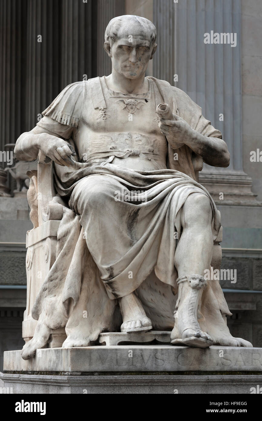 Statue of Julius Caesar, 1900, in front of Parliament, Vienna, Austria Stock Photo