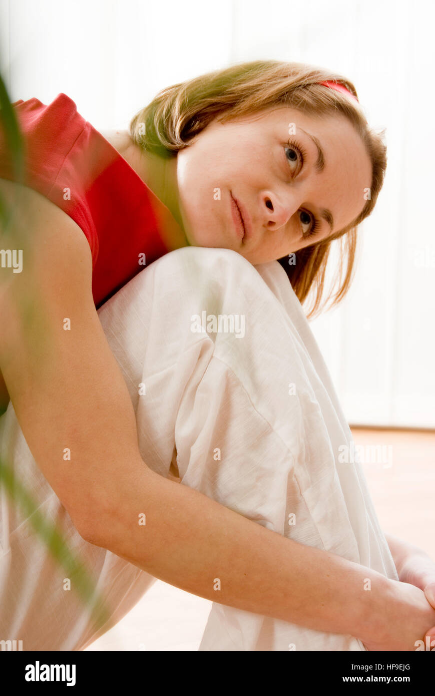 Thoughtfully, young woman Stock Photo