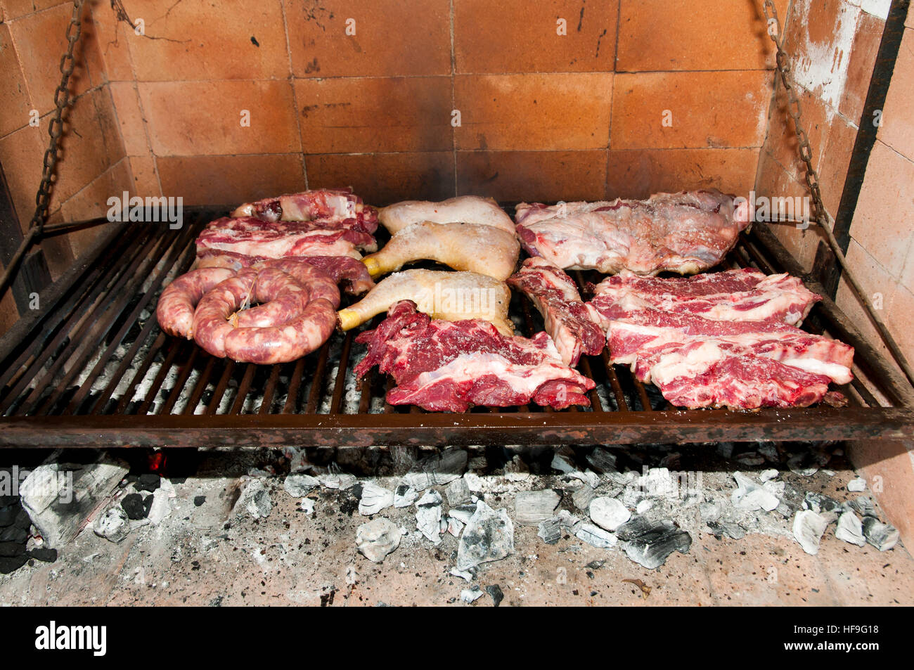 Barbecue from Argentina (Raw) Stock Photo
