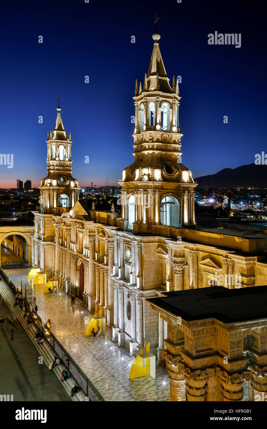 Arequipa Cathedral, Plaza de Armas, Arequipa, Peru Stock Photo