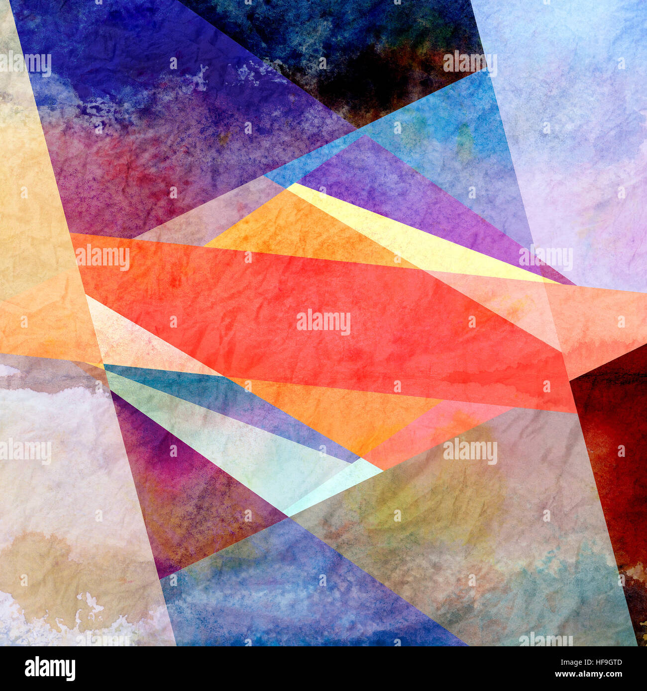 Abstract colorful watercolor background with different geometric ...