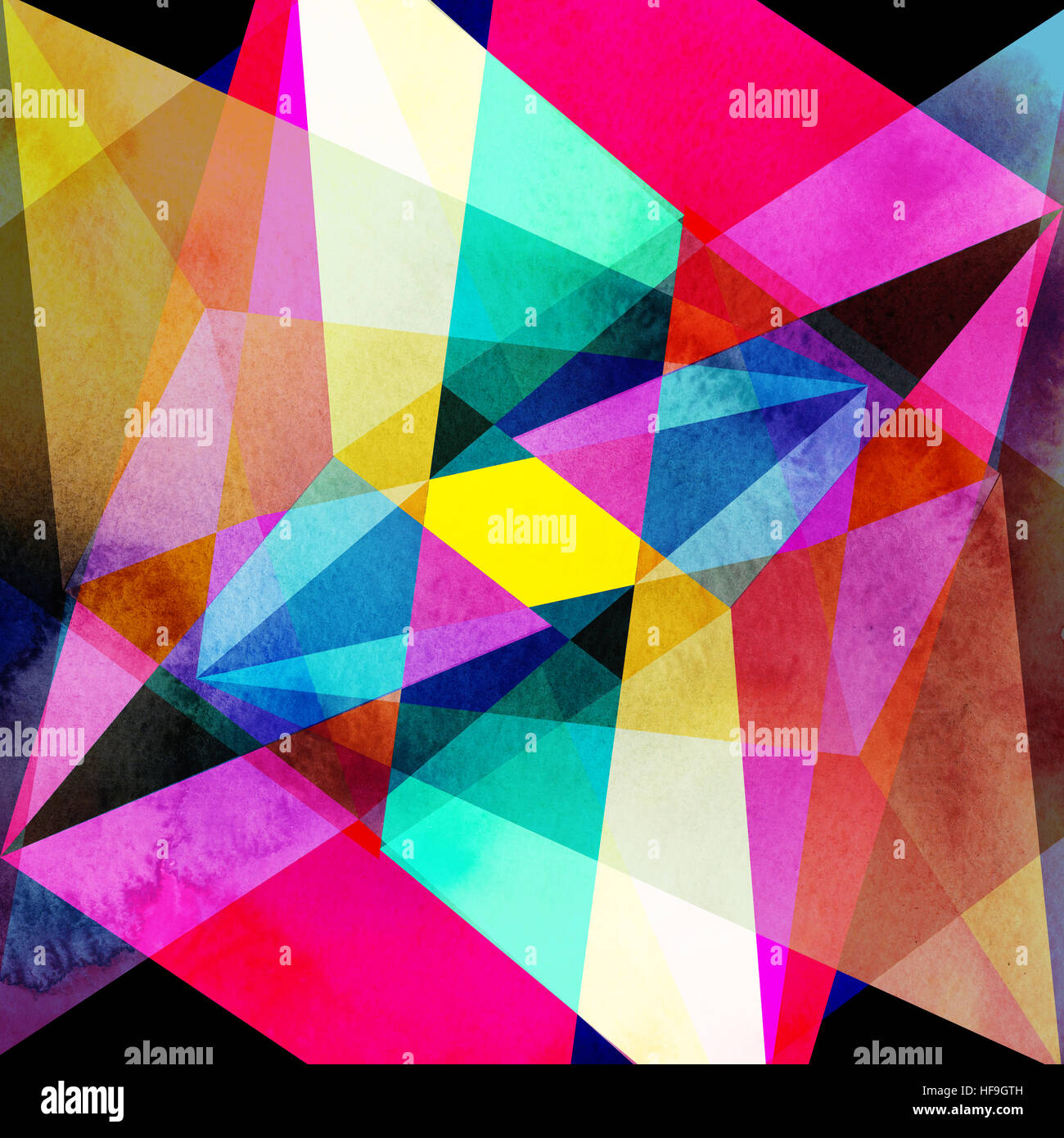 Abstract colorful watercolor background with different geometric ...