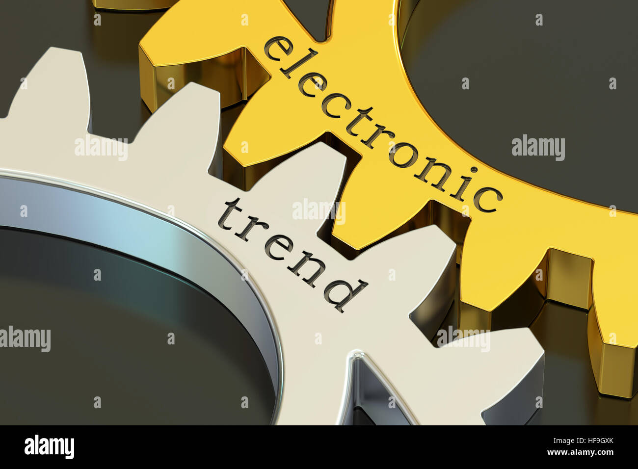 Electronic Trend concept on the gearwheels, 3D rendering Stock Photo