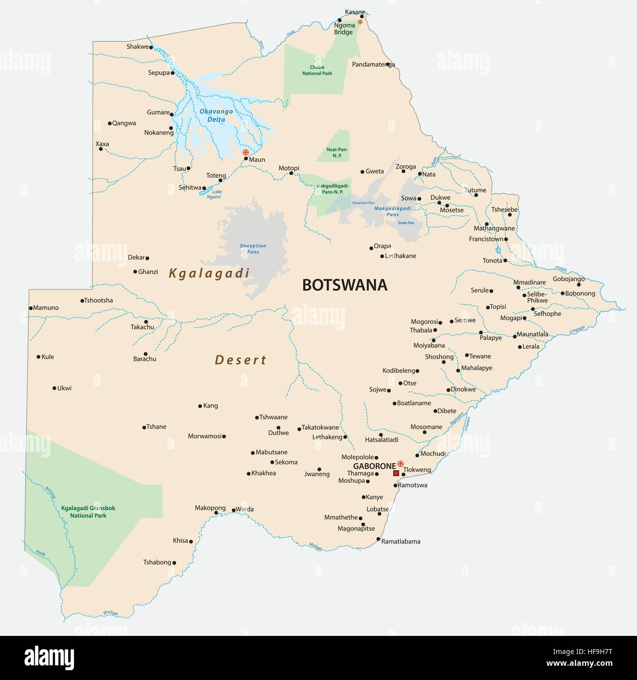 Map Of The African State Of Botswana With The Most Important Cities And 