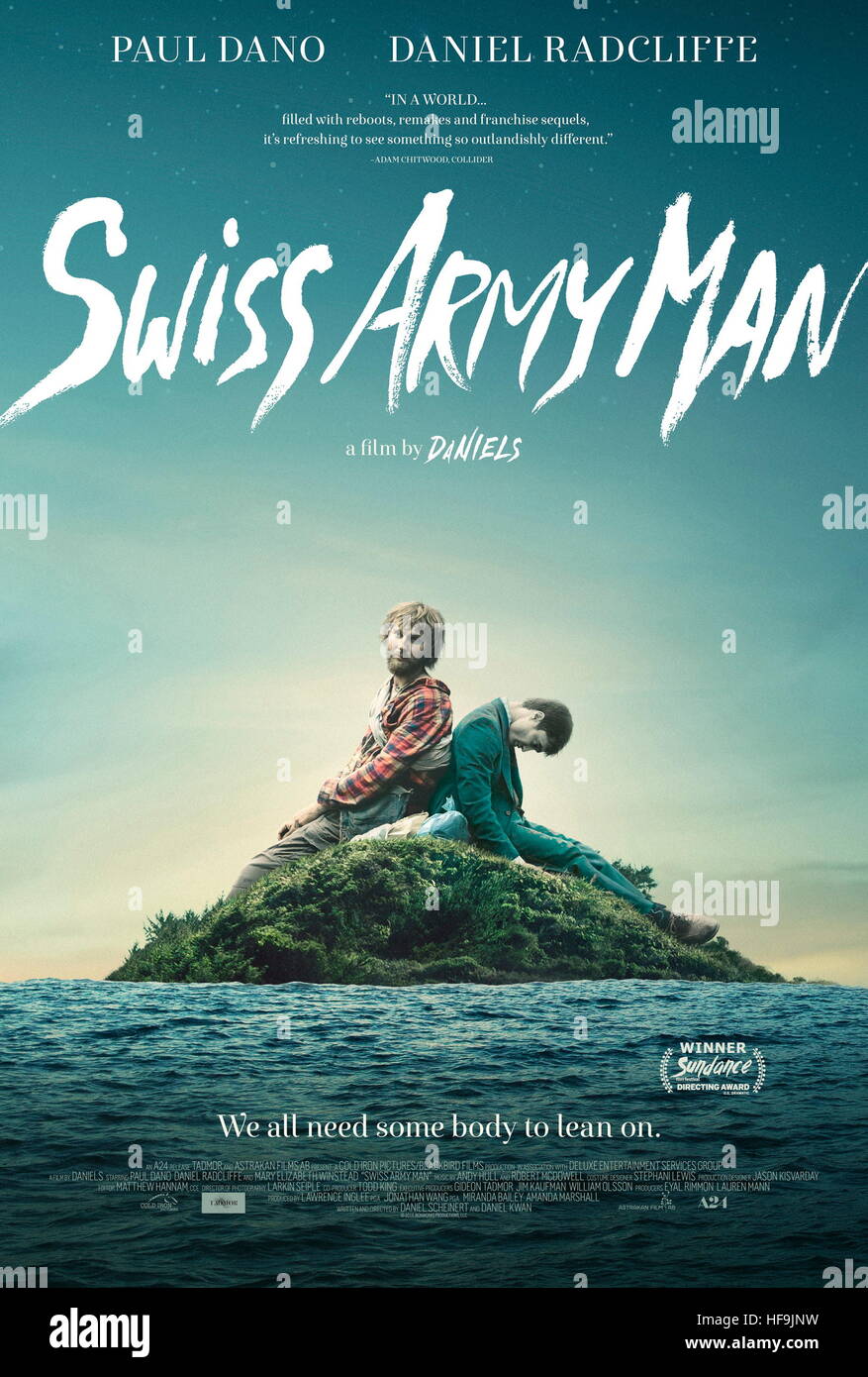 RELEASE DATE: July 1, 2016 TITLE: Swiss Army Man STUDIO: Cold Iron Pictures DIRECTOR: Dan Kwan, Daniel Scheinert PLOT: A hopeless man stranded on a deserted island befriends a dead body and together they go on a surreal journey to get home STARRING: Paul Dano as Hank, Daniel Radcliffe as Manny (Credit: © Cold Iron Pictures/Entertainment Pictures) Stock Photo