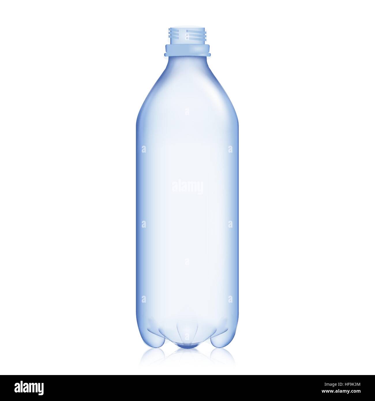 Empty Transparent Bottle. Realistic Blank Plastic Blue Water Bottle
