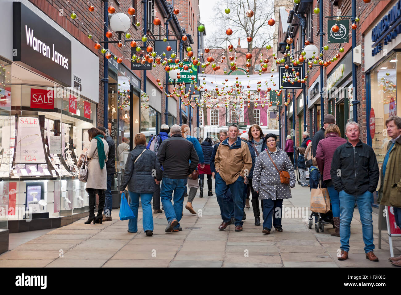 Coppergate shopping centre shops stores at Christmas York North Stock