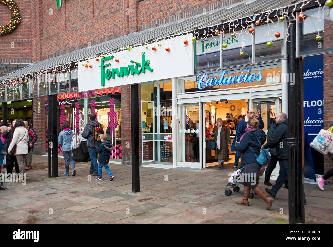 Entrance to Fenwicks department store shop at Christmas Coppergate York North Yorkshire England UK United Kingdom GB Great Britain Stock Photo