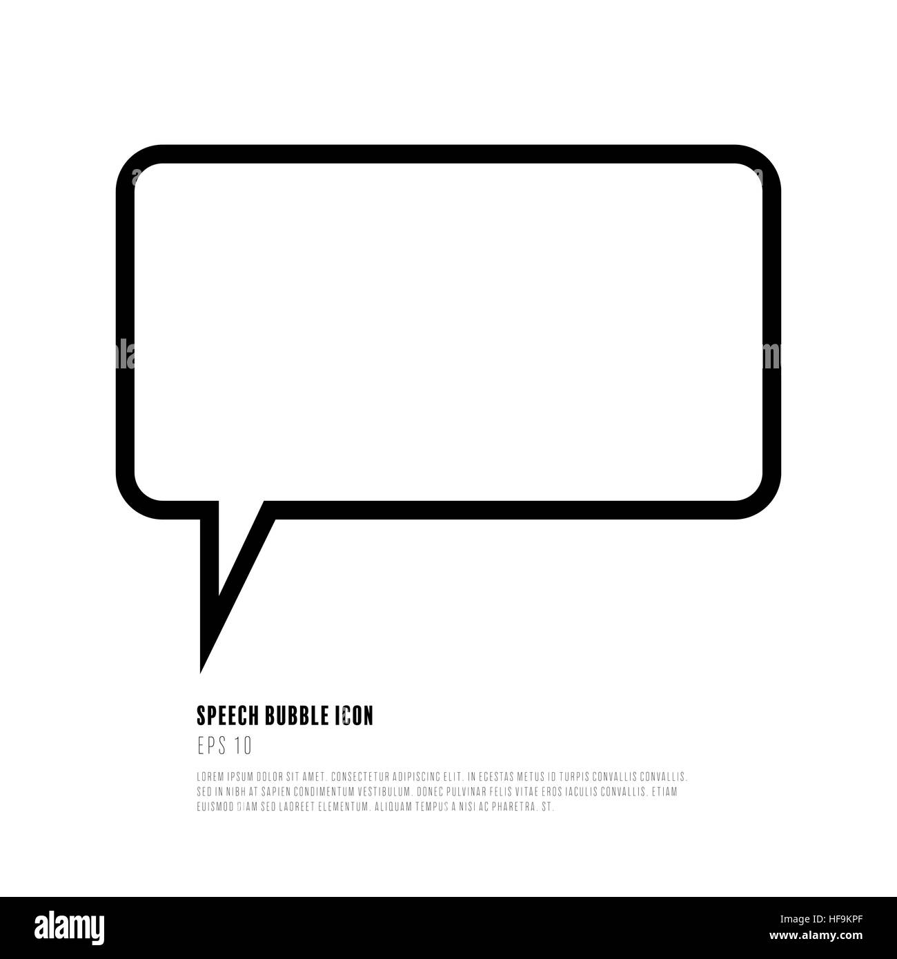 Speech Bubble Icon. Rectangular Shape. Black Symbol Isolated On White