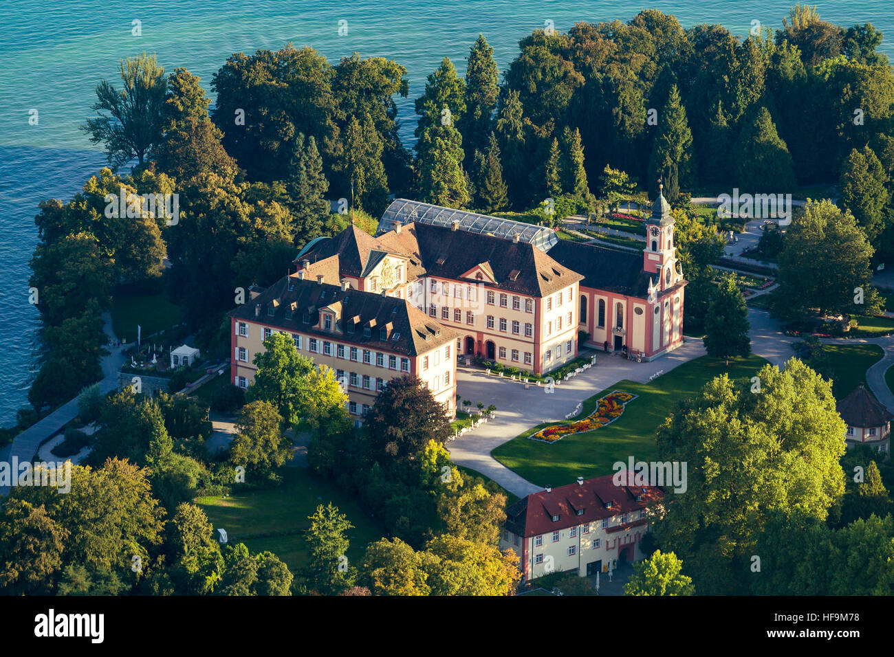 Aerial view, Mainau Island, castle, Lake Constance, Baden-Württemberg, Germany Stock Photo