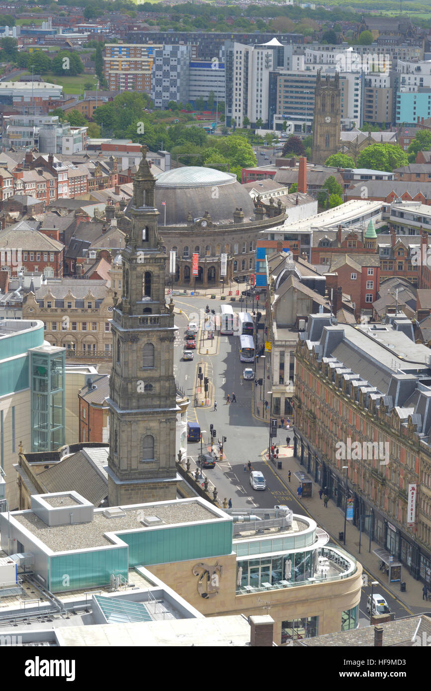 high angle view of leeds holy trinity church and the trinity centre and the corn exchange yorkshire united kingdom Stock Photo