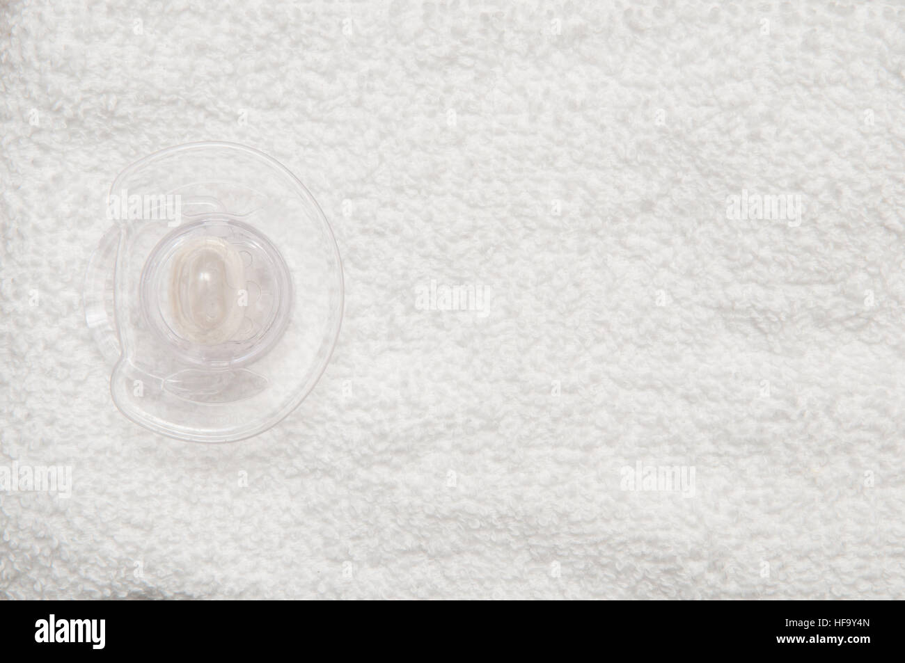 parenting for newborn baby background of dummy on a white towel Stock Photo