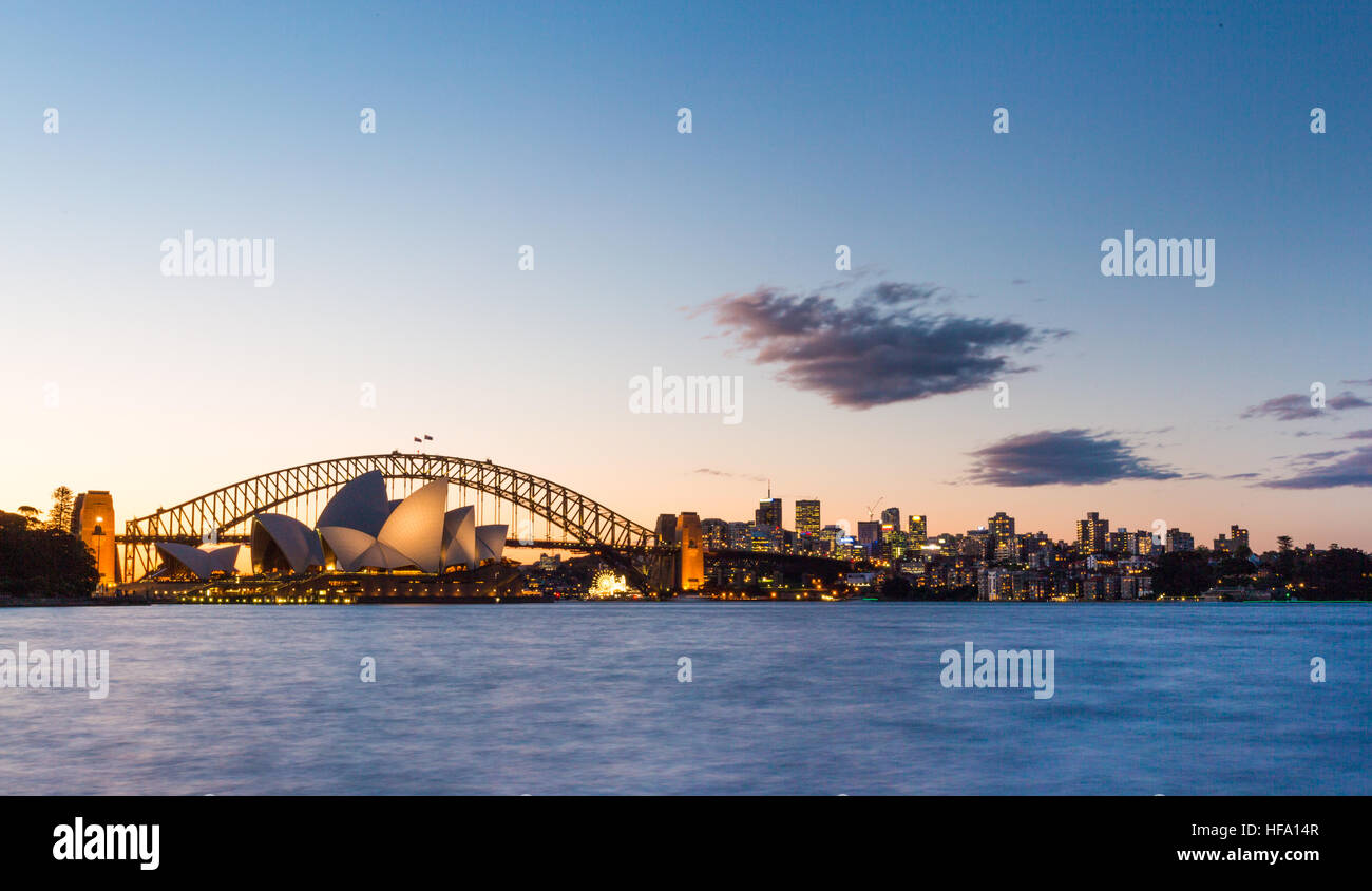 Sydney, city skyline at sunset, Australia Stock Photo