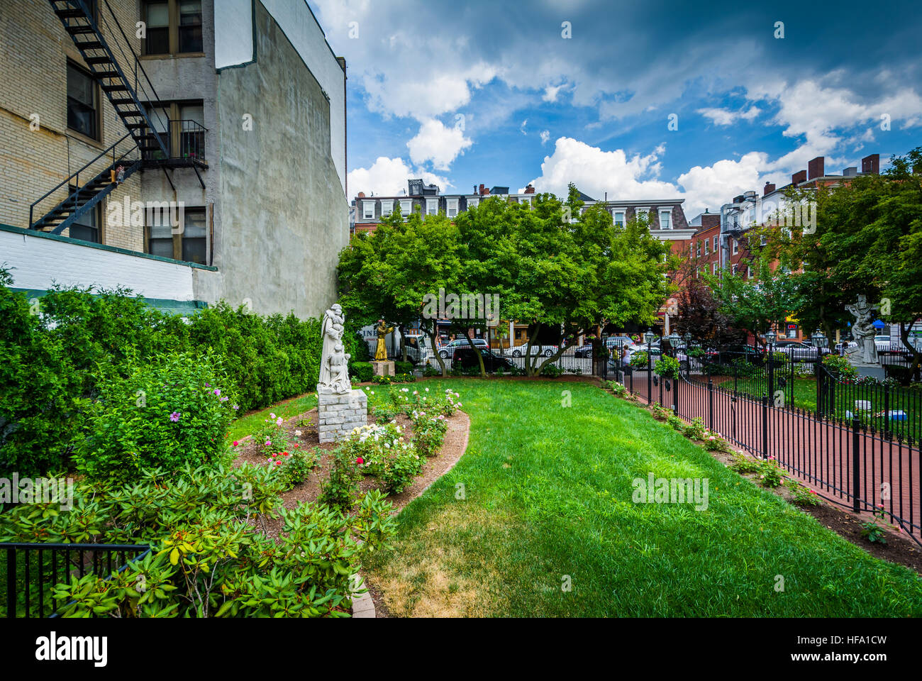Gardens at St. Leonard's Church, in the North End of Boston
