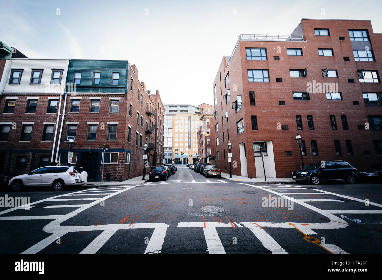 Intersection and historic buildings in the North End of Boston, Massachusetts Stock Photo Alamy
