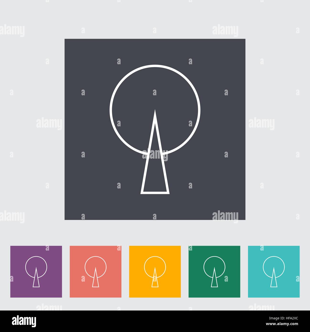 Tree. Outline icon on the button. Vector illustration Stock Vector ...