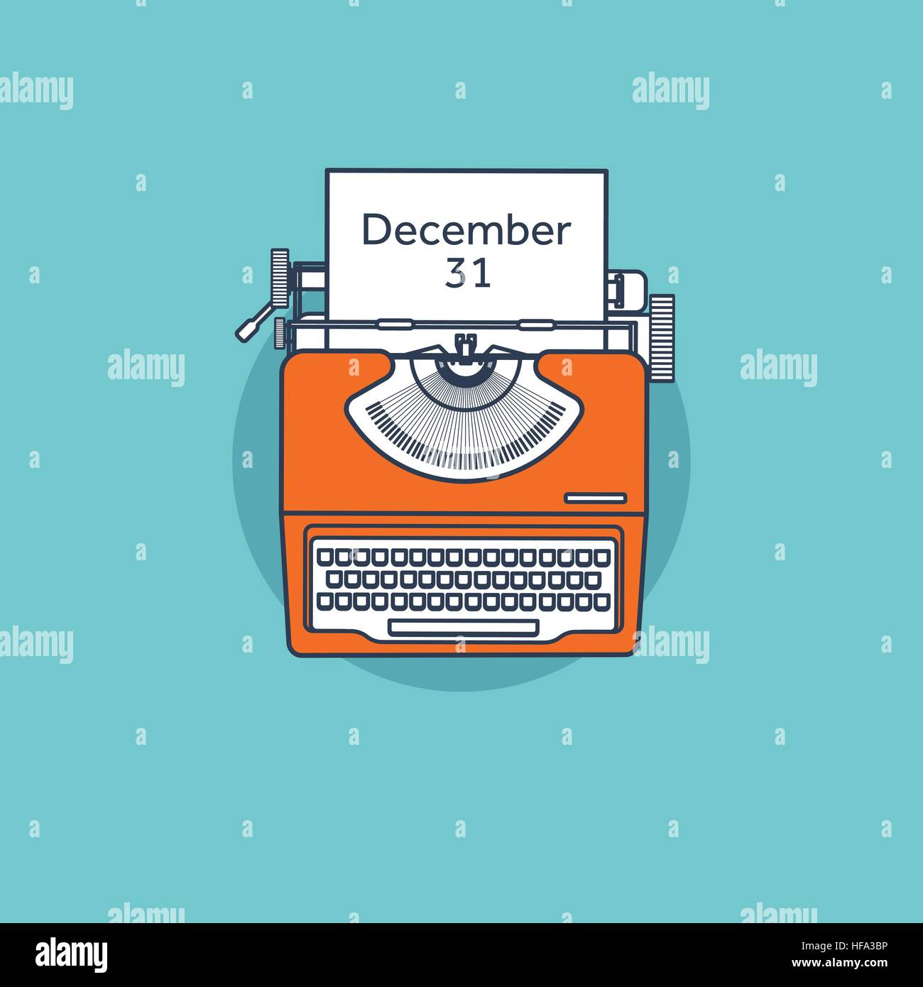 Typewriter in a flat style. Christmas wish list. Letter to Santa. New year. 2017. December 31 holidays. Stock Vector