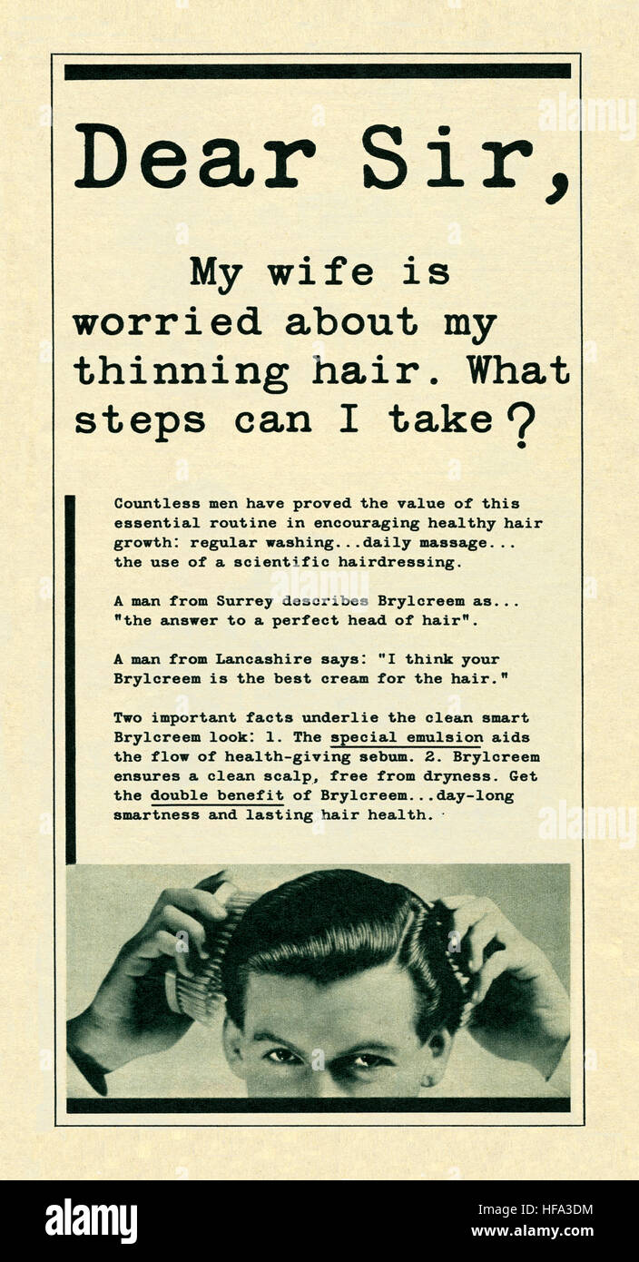A 1957 advert for Brylcreem hair cream. The advert appeared in a magazine  published in the UK in May 1957 Stock Photo - Alamy